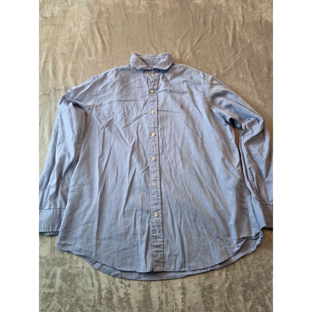 Polo Ralph Lauren Button Down Shirt Mens XL Blue Long Sleeve Oxford Cotton